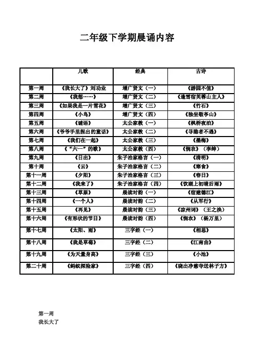 二年级下册晨诵