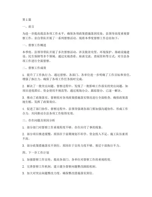 县领导督察工作总结范文(3篇)