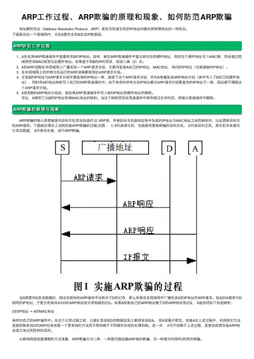 ARP工作过程、ARP欺骗的原理和现象、如何防范ARP欺骗