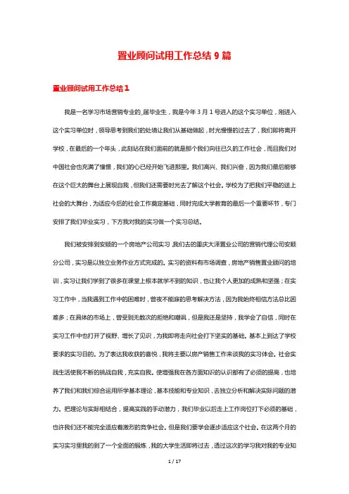 置业顾问试用工作总结9篇
