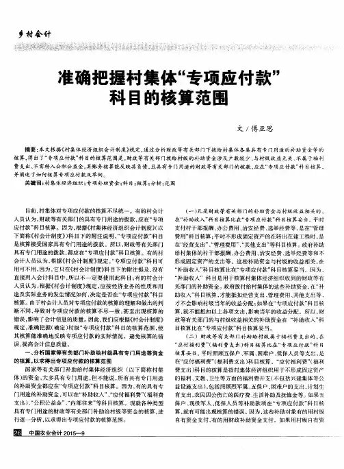 准确把握村集体“专项应付款”科目的核算范围