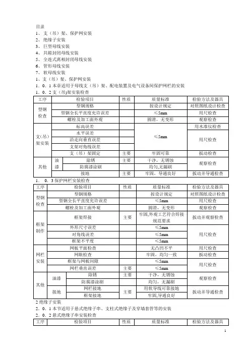 国标-质量验收规范-母线