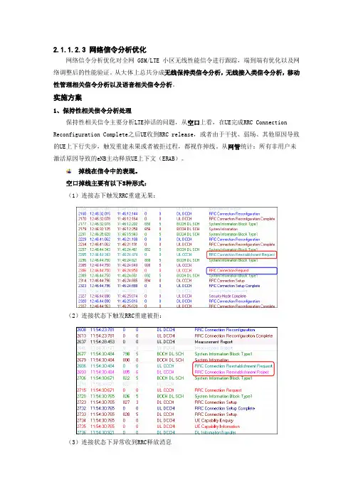 网络优化技术方案-网络信令分析优化