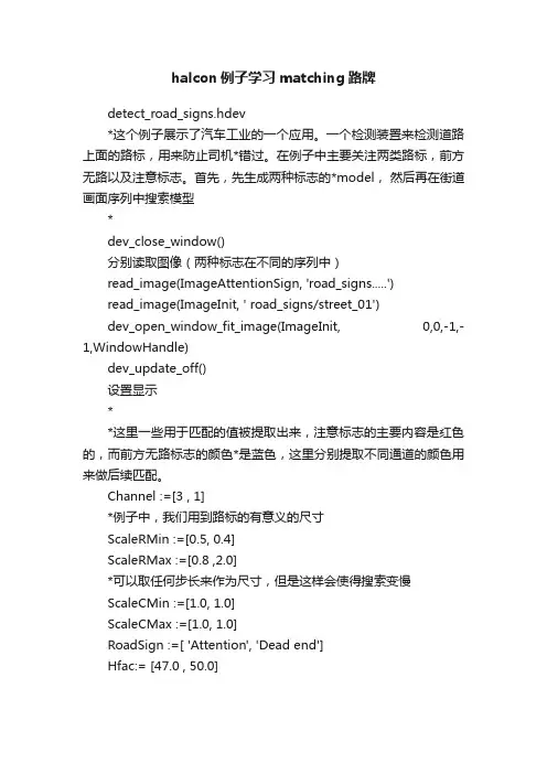 halcon例子学习matching路牌