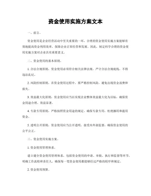资金使用实施方案文本
