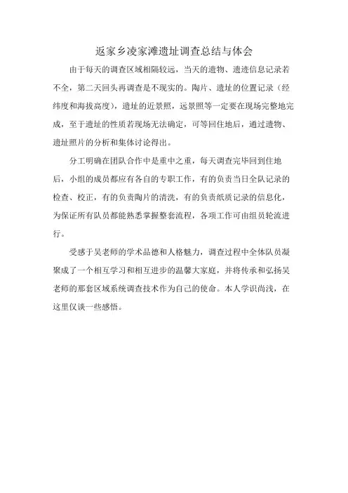 返家乡凌家滩遗址调查总结与体会