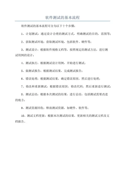 软件测试的基本流程