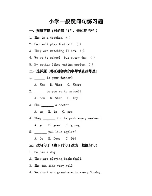 小学一般疑问句练习题