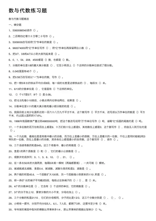 数与代数练习题