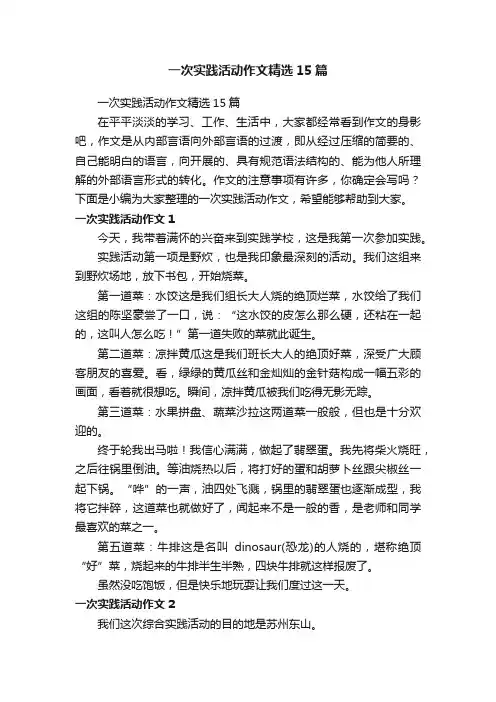 一次实践活动作文精选15篇