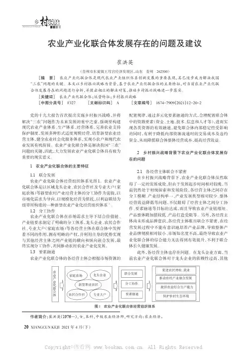 农业产业化联合体发展存在的问题及建议