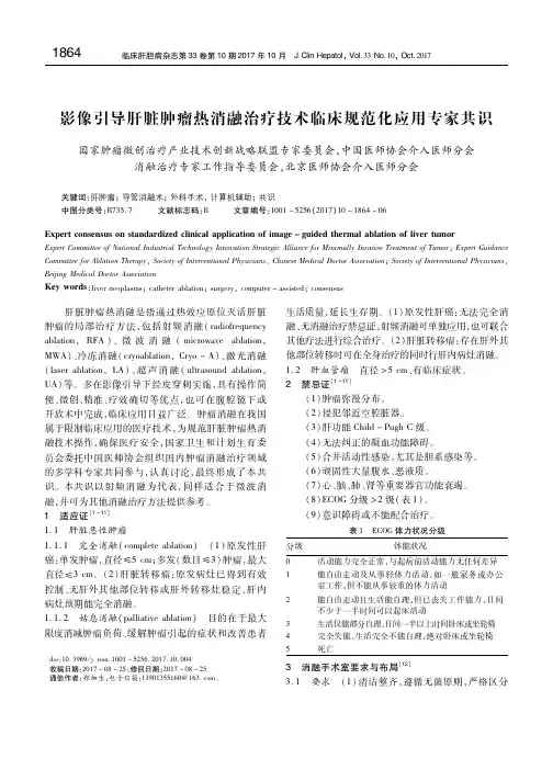 影像引导肝脏肿瘤热消融治疗技术临床规范化应用专家共识