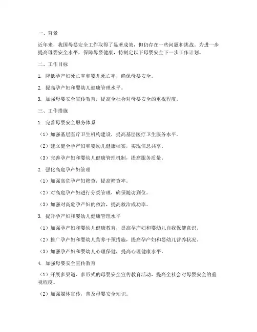 母婴安全下一步工作计划