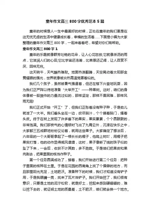 童年作文高三800字优秀范本5篇