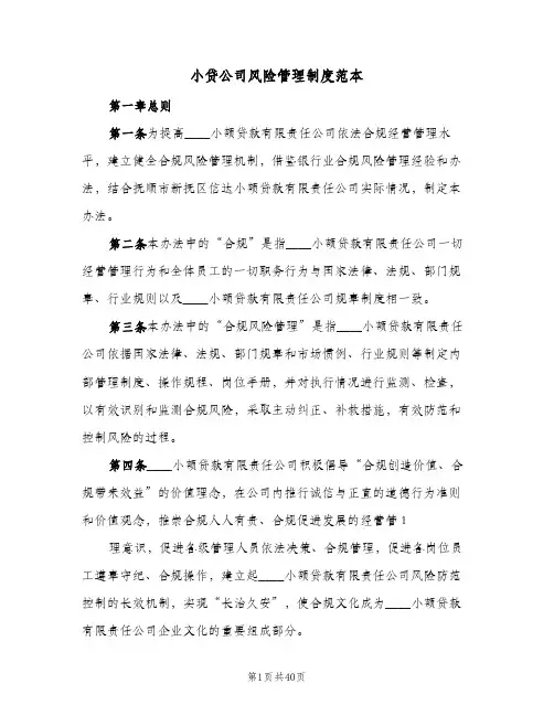 小贷公司风险管理制度范本(三篇)