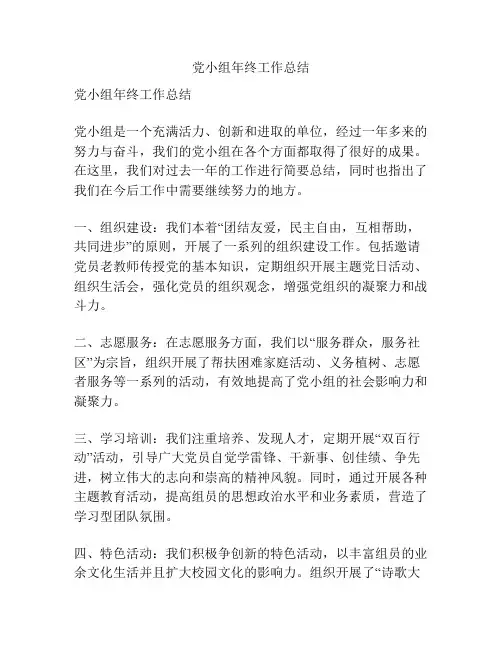 党小组年终工作总结