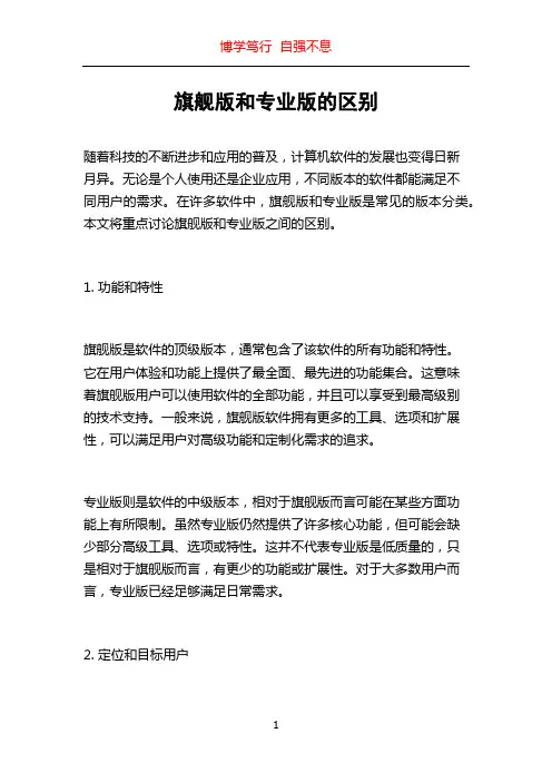 旗舰版和专业版的区别