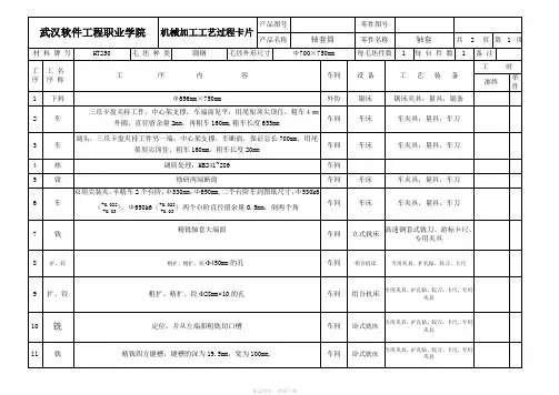 轴套机械加工工艺卡片
