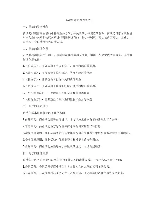 商法导论知识点总结