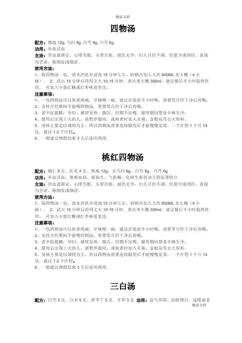 中药配方及功效