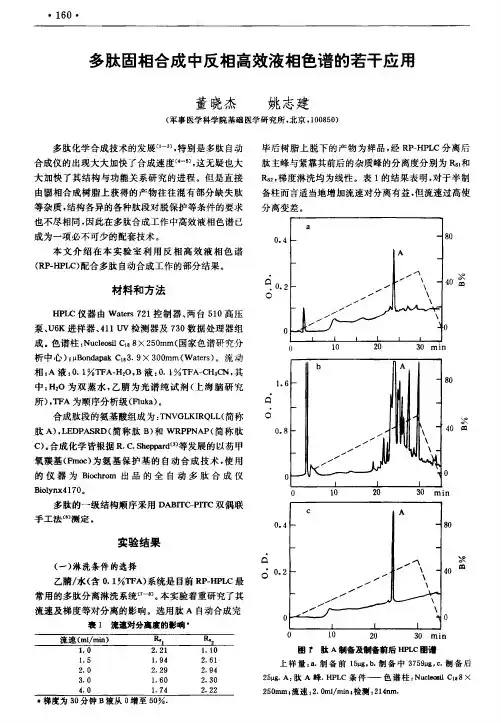 多肽固相合成中反相高效液相色谱的若干应用