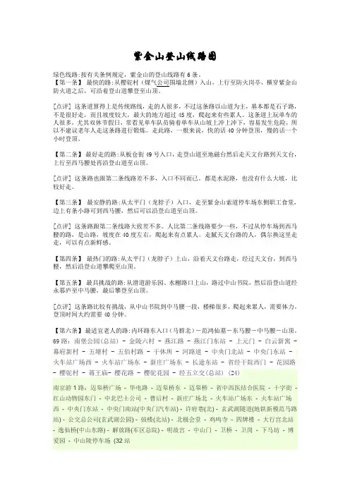 紫金山登山线路图