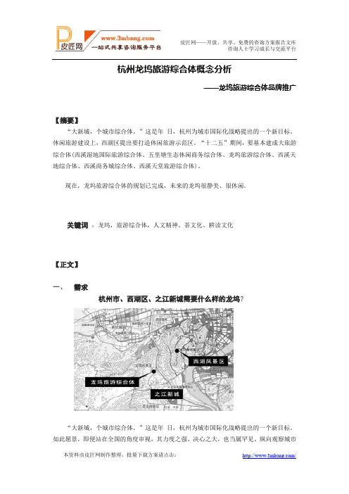 杭州龙坞旅游综合体概念分析报告