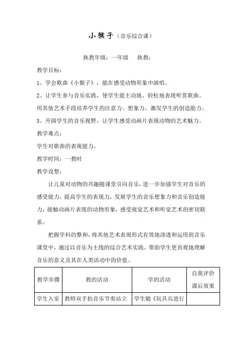 小猴子(音乐教案)