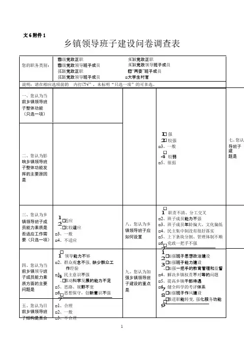 乡镇领导干部调查问卷表
