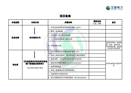 光伏项目备案流程及所需材料