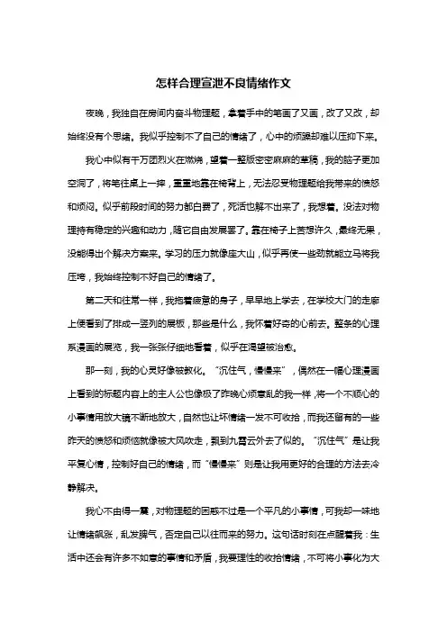 怎样合理宣泄不良情绪作文