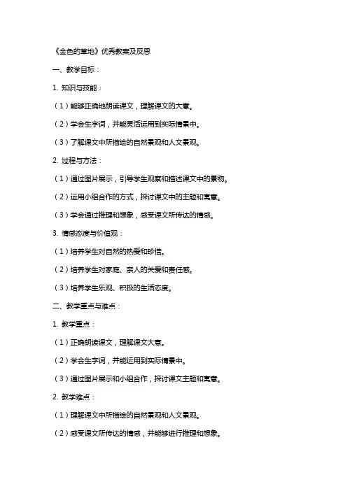 《金色的草地》教案及反思