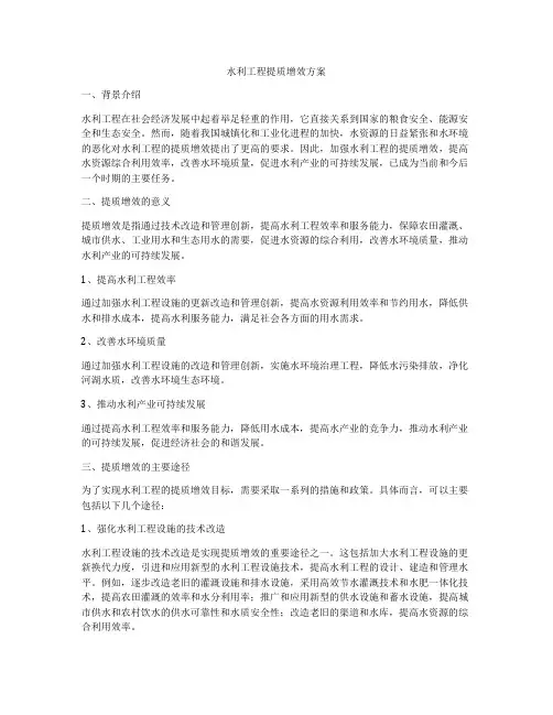 水利工程提质增效方案