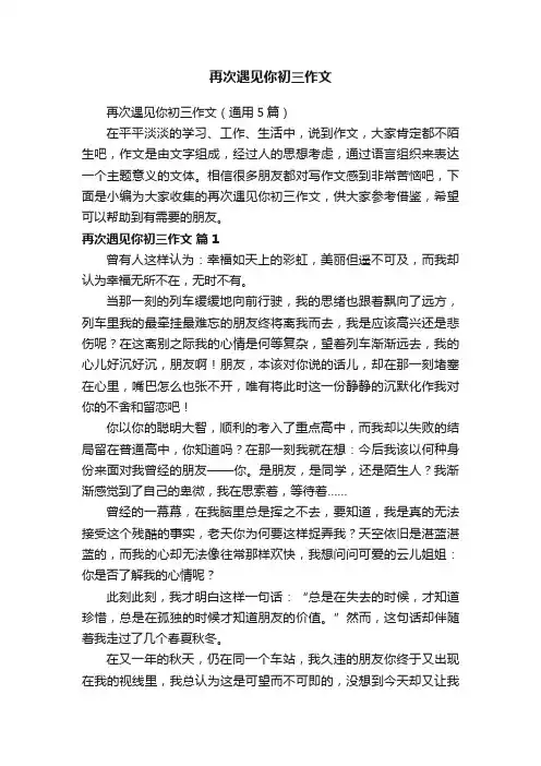 再次遇见你初三作文