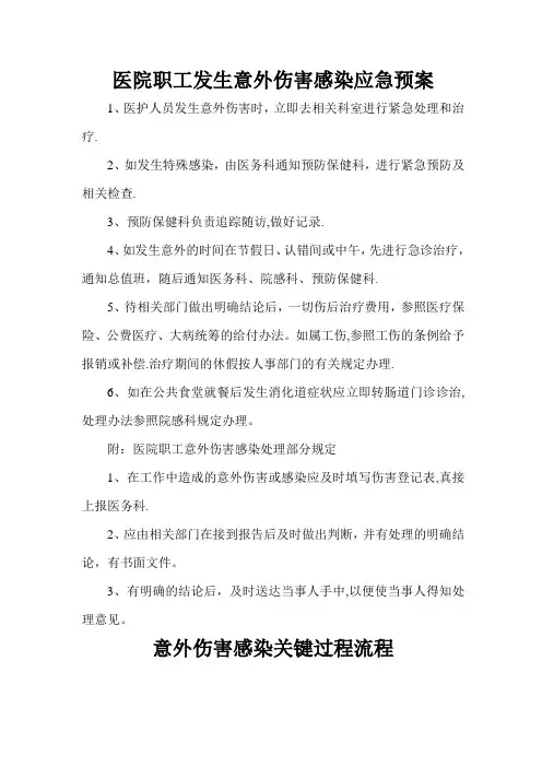 医院职工发生意外伤害感染应急预案