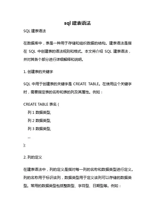 sql建表语法