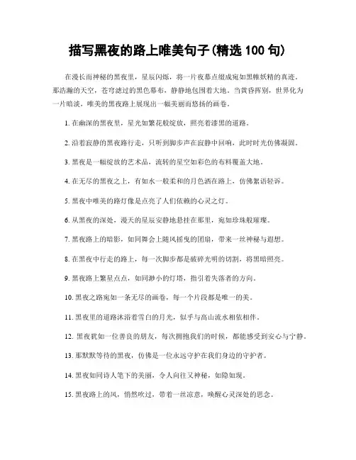 描写黑夜的路上唯美句子(精选100句)