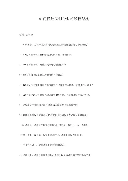 如何设计初创企业的股权架构