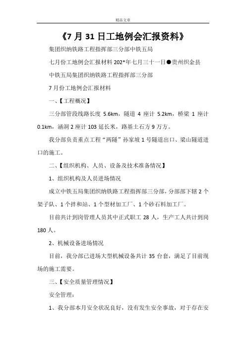 《7月31日工地例会汇报资料》