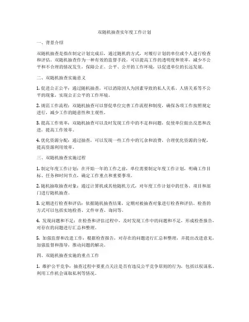 双随机抽查实年度工作计划