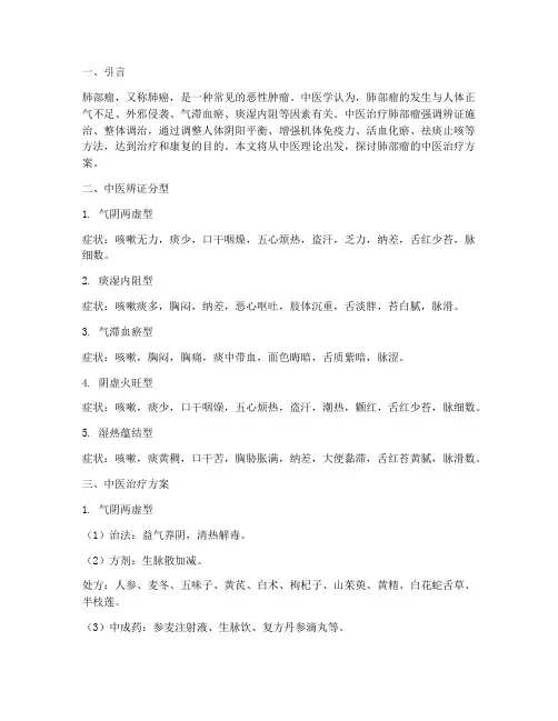 肺部瘤中医治疗方案