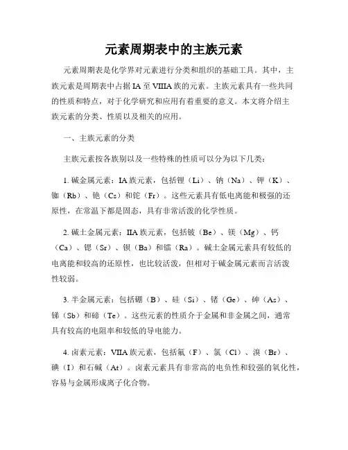 元素周期表中的主族元素
