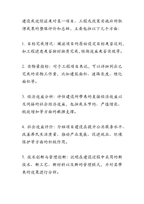 建设成效综述
