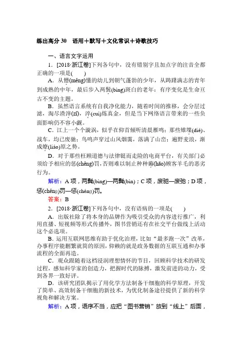 高中全程复习方略-语文课时作业 (19)