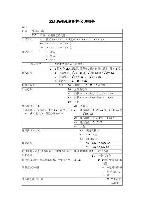 XSJ系列流量积算仪说明书