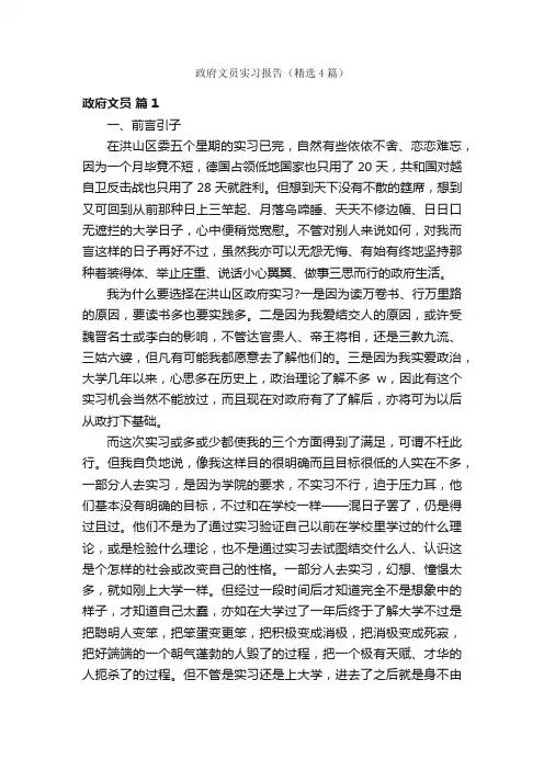 政府文员实习报告(精选4篇)