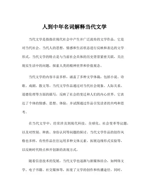 人到中年名词解释当代文学
