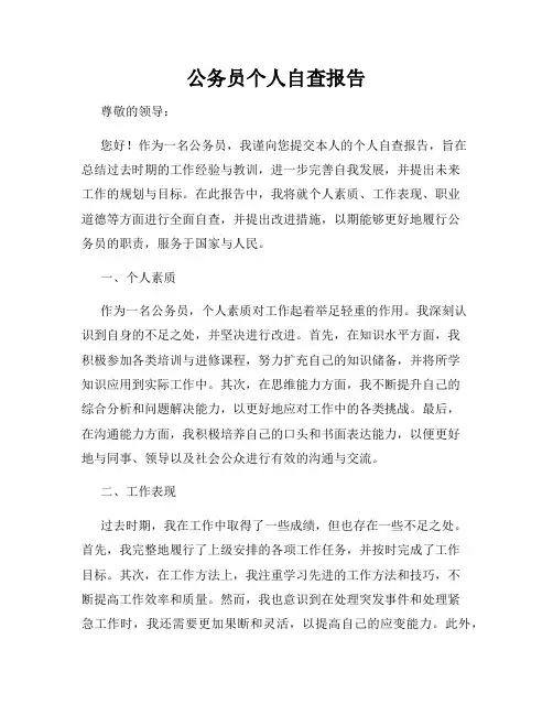 公务员个人自查报告