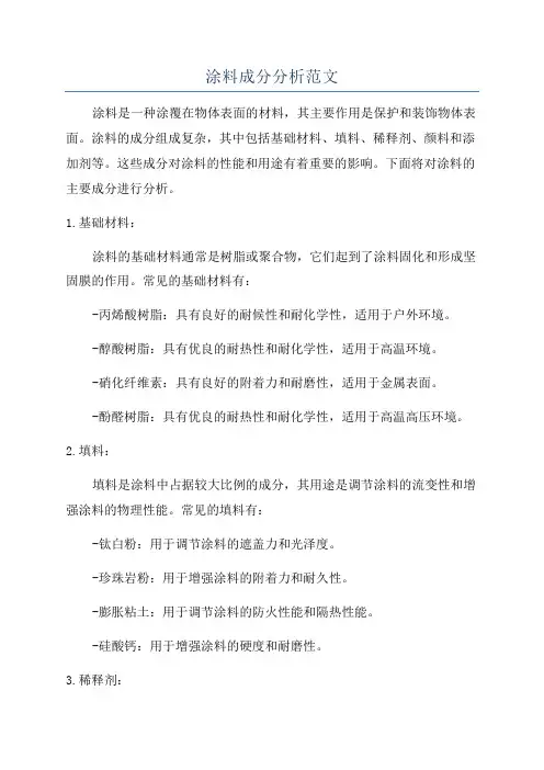 涂料成分分析范文