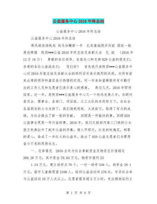 公益服务中心2016年终总结【可编辑版】